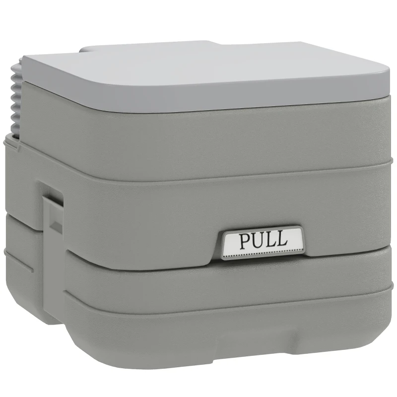 HOMCOM 10L Portable Travel Toilet Outdoor Camping Picnic with 2 Detachable Tanks & Push-button Operation, Grey