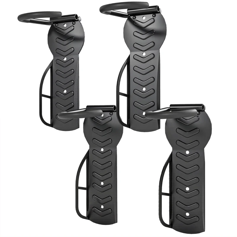 SPORTNOW Soportes de Pared para Bicicletas de 4 Piezas Plegables hasta 30 kg con Tornillos para Casa Garaje y Sótano Negro