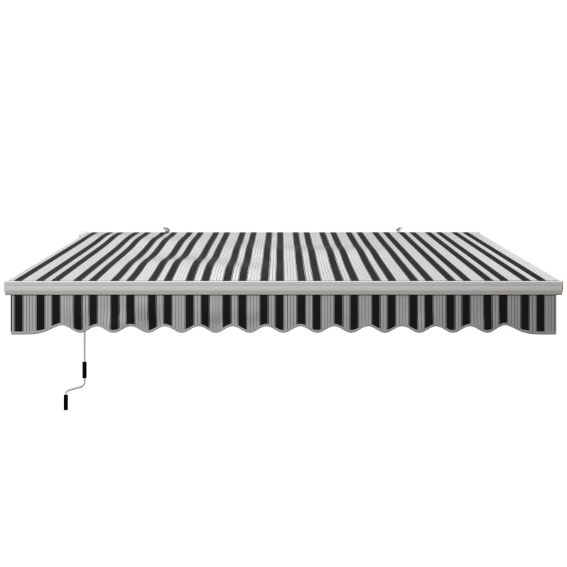 Outsunny Toldo Manual Retráctil 395x245 cm Ángulo Ajustable Brazo Articulado Anti-UV e Impermeable Montaje a Pared Azul y Blanco