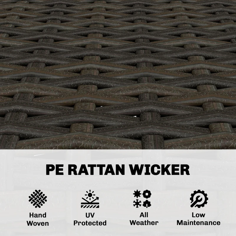 Outsunny 2 Seater Rattan Garden Sofa, Outdoor Sofa with Thickened Cushions and Acacia Wood Armrests, Brown