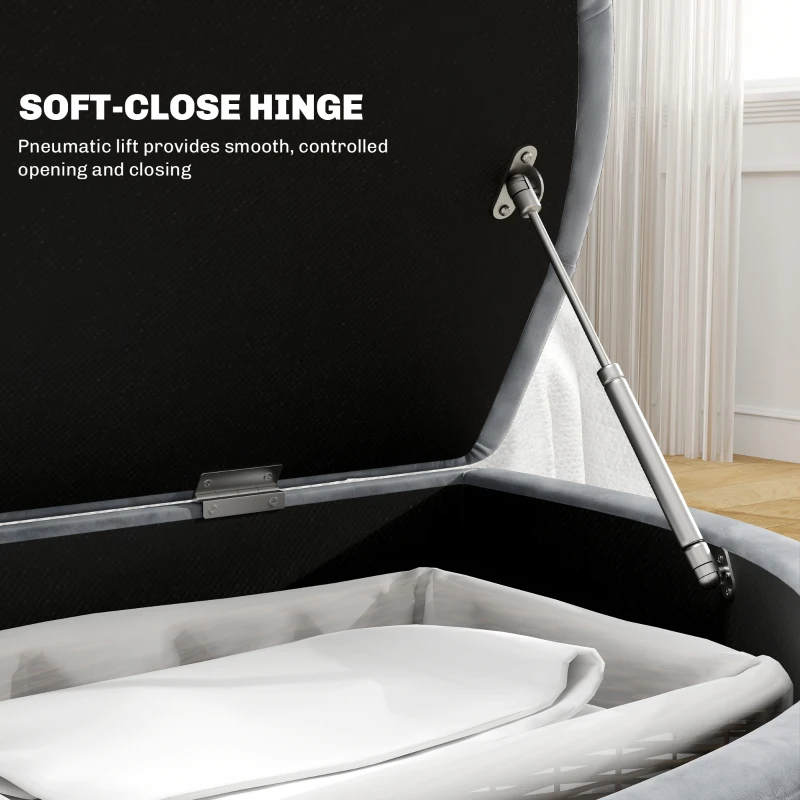 HOMCOM Siedzisko z pojemnikiem, welur, ciemnoszare, otwierane