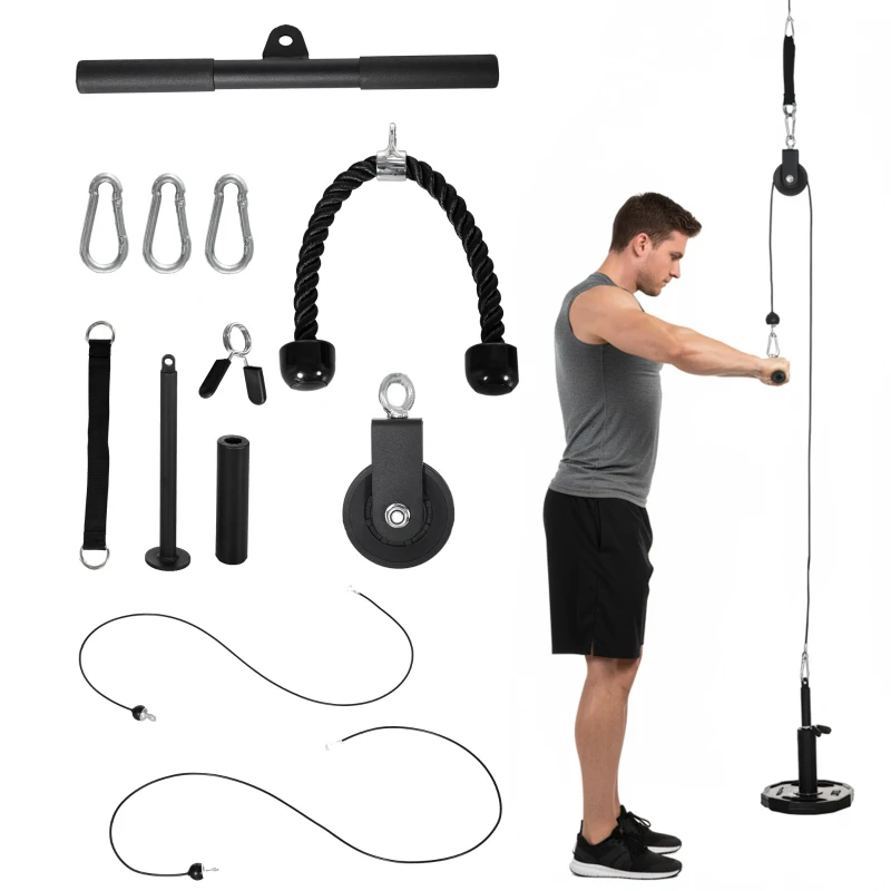 SPORTNOW Sistema de Polea de Cable de Peso para Gimnasio para Tracción LAT Rizo de Bíceps Tríceps Brazo Hombros y Espalda