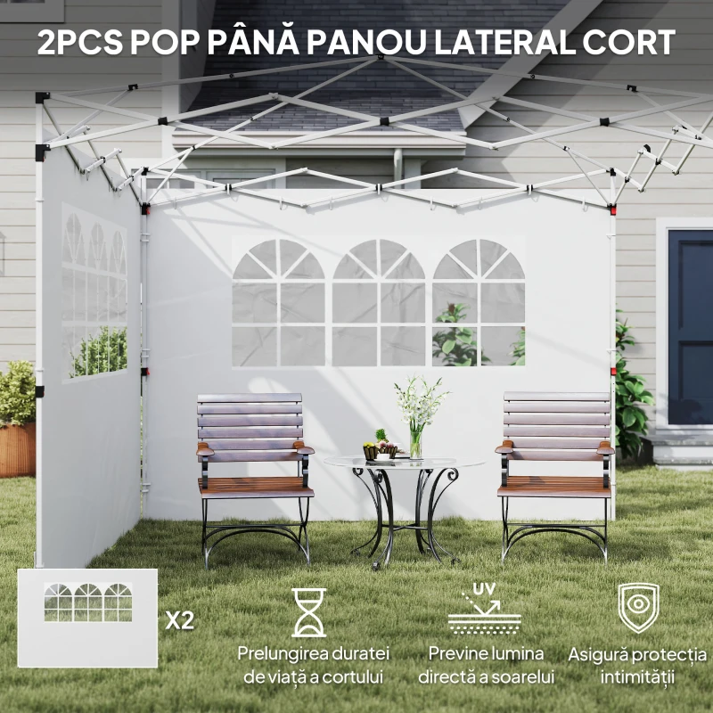 Outsunny Panouri Laterale pentru Foișor Pop-Up, 3x2m, Alb