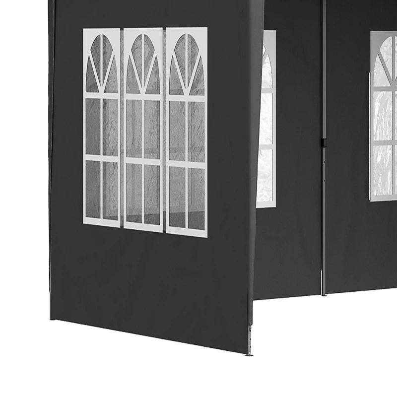 Outsunny Paviljoen ca. 3x6 m waterdicht pop-up opvouwbaar met 4 zijwanden, ramen, UV-bescherming, draagtas, Zwart