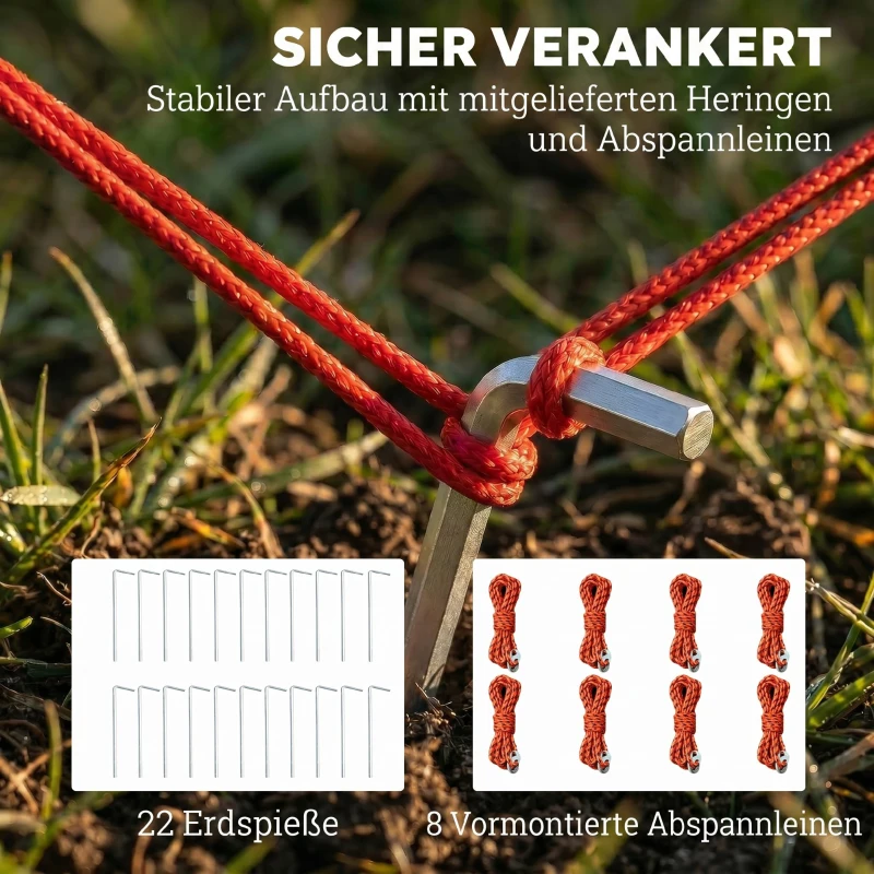 Outsunny Namiot tunelowy 4-osobowy, namiot rodzinny z kabiną sypialną i przedsionkiem, odpinana przegroda, okna, plandeka podłogowa, wysokość stojąca