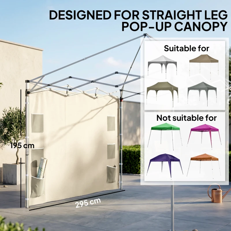 Outsunny 195 x 295cm Replacement Gazebo Sidewall - Beige