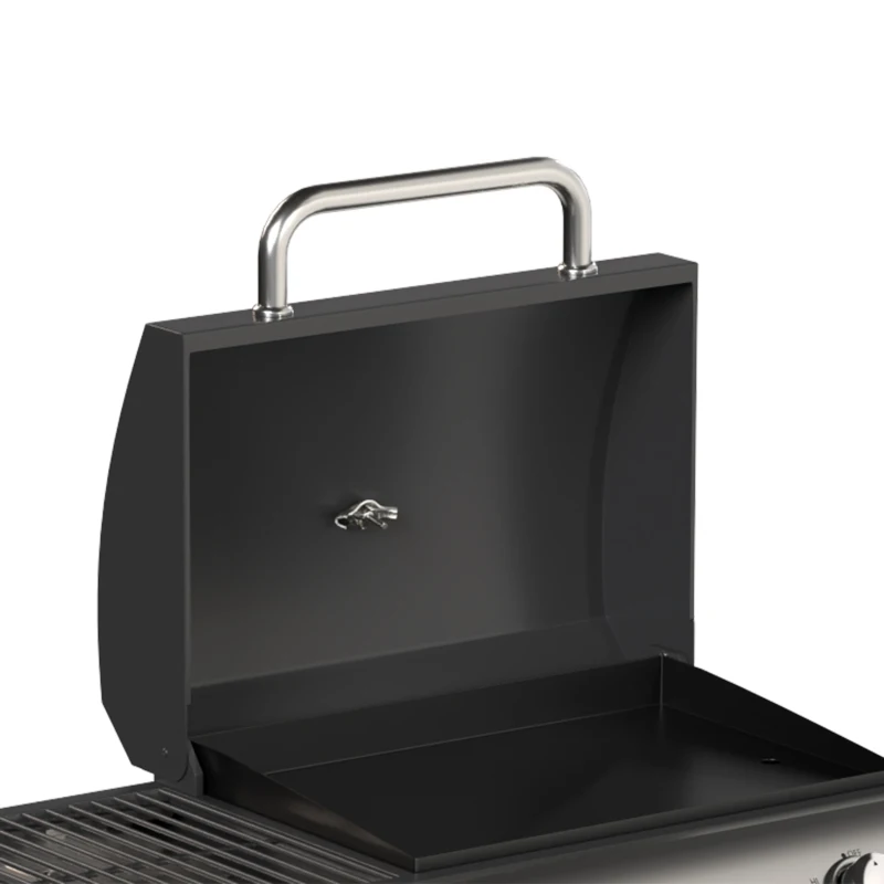Outsunny Barbecue a Gás BBQ com 3 Queimadores 7,5 kW com Grelha Placa Prateleira Lateral Conversível Termómetro Preto
