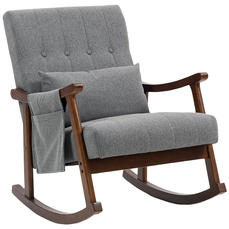 HOMCOM Wood Frame Rocking Accent Chair - Grey