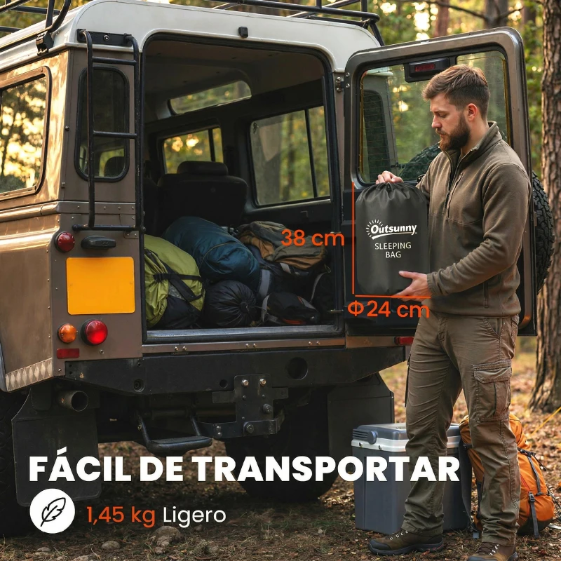 Outsunny Saco de Dormir Adulto Ligero y Compacto para 3 Estaciones Impermeable Portátil Tamaño Pequeño para Acampar Azul Marino