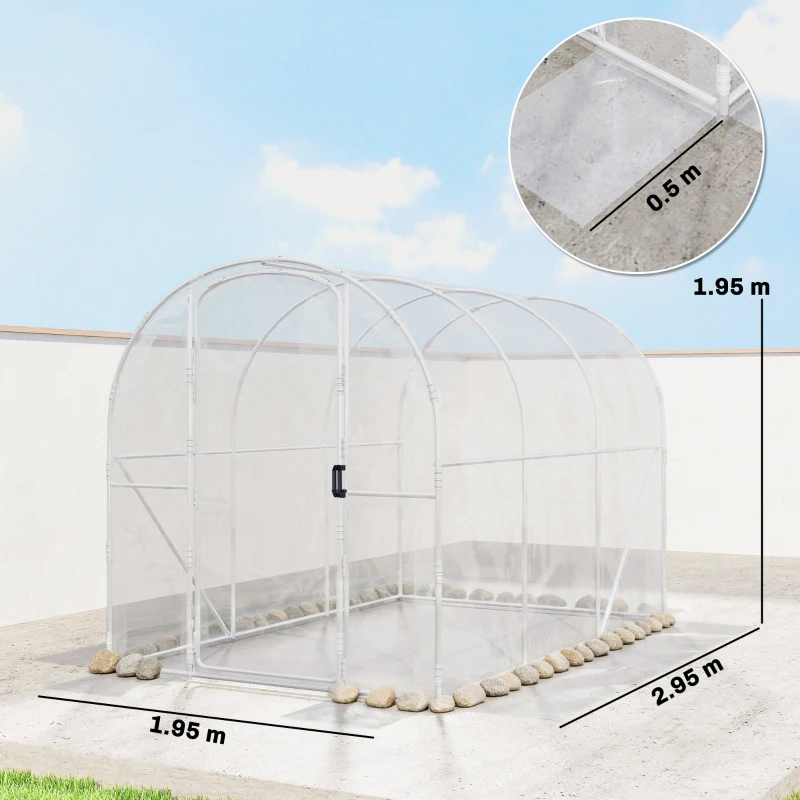 Outsunny Polytunnel Greenhouse Walk-in Grow House with PE Cover, Door and Galvanised Steel Frame, 3 x 2 x 2m, Clear