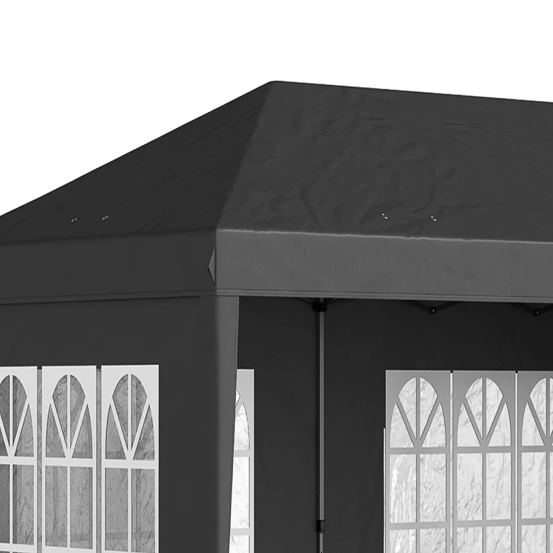 Outsunny Paviljoen ca. 3x6 m waterdicht pop-up opvouwbaar met 4 zijwanden, ramen, UV-bescherming, draagtas, Zwart