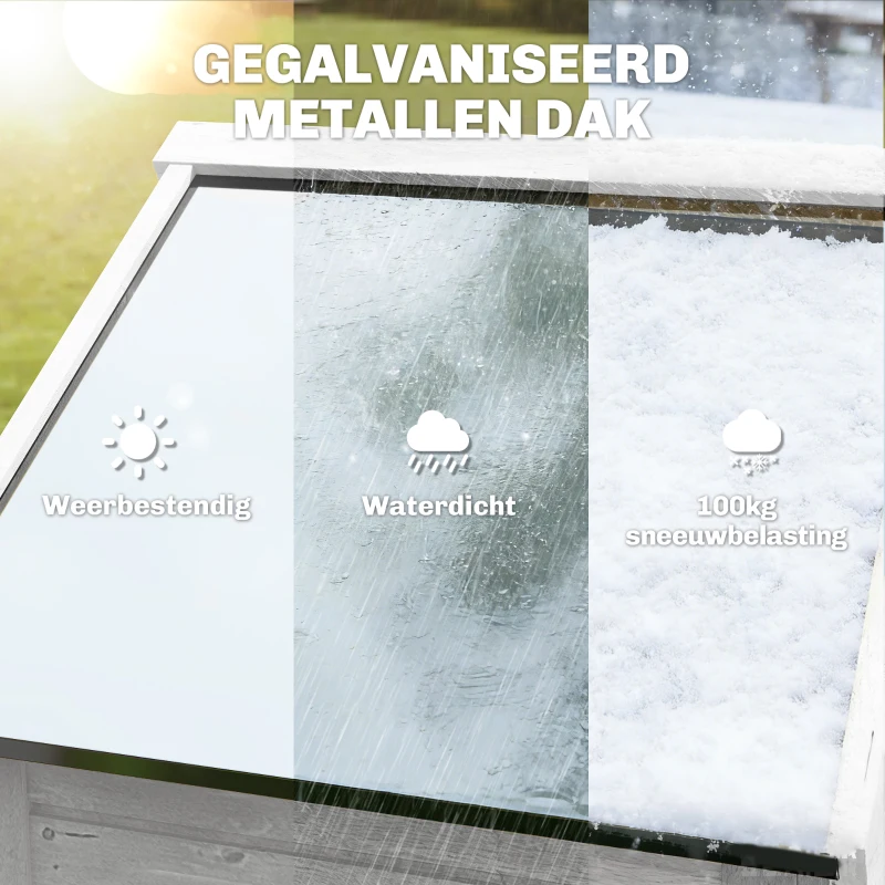 Outsunny Tuinkast Hout Extra Hoge Tuinschuur met Verstelbare Planken Magnetische Deur Gegalvaniseerd Dak Ventilatie