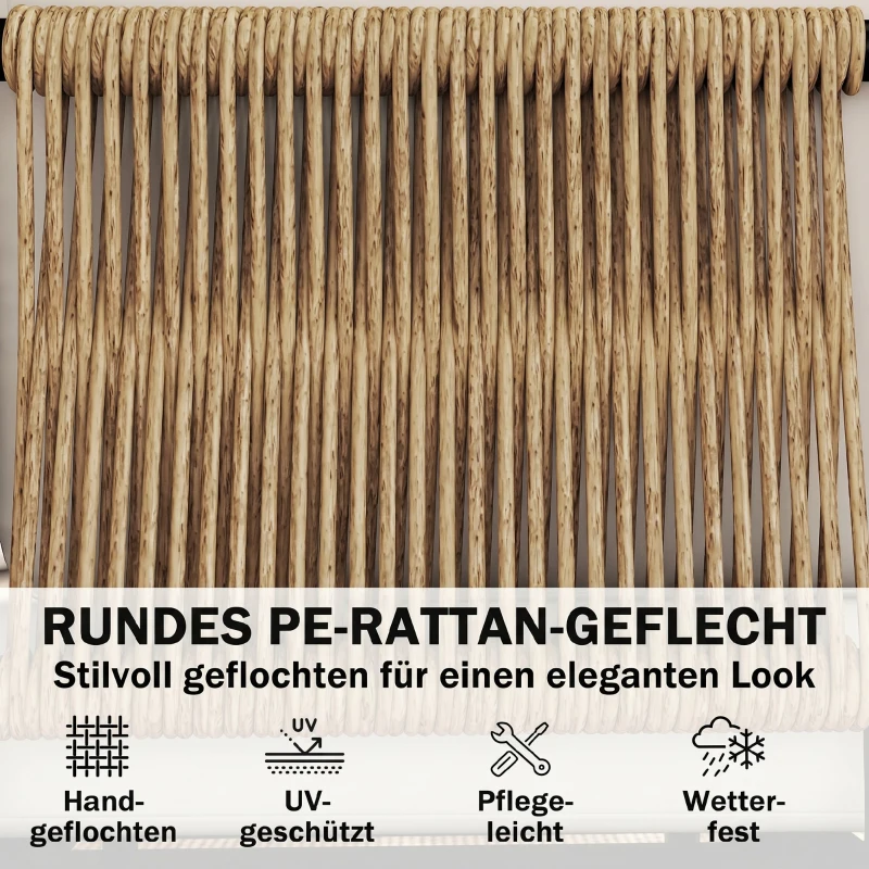 Outsunny Polyrattan Gartenmöbel Set 5-teilig Lounge Set mit 3 Sessel Glastisch Hocker Breit & Tief Sitz abnehmbar Kissen