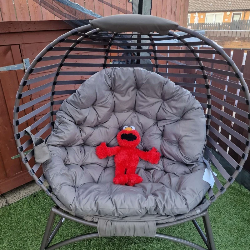 Outsunny Egg Chair with Cushion & Side Pocket - Brown