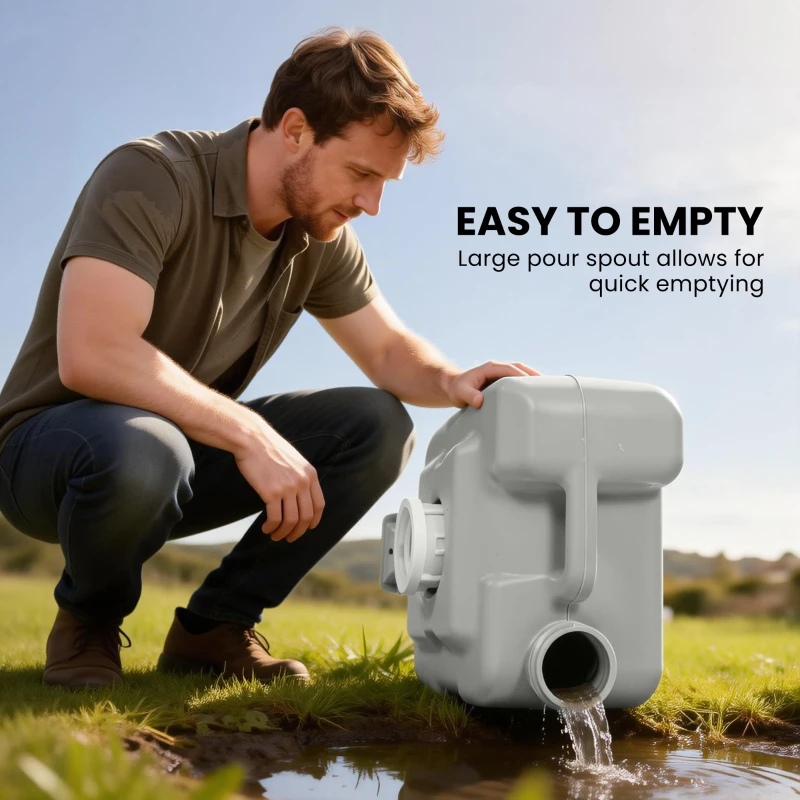 HOMCOM Przenośna toaleta kempingowa, maks. obciążenie 147 kg, 20L, do kempingu, wędrówek, podróży, wędkowania, 41,5 x 36,5 x 42 cm, szara