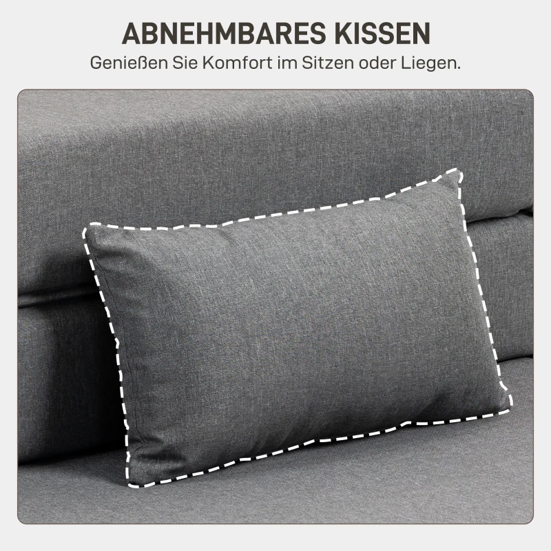 HOMCOM Bodensofa, Polstercouch, in Matratze umwandelbar, Schaumstoff, Kissen, Grau