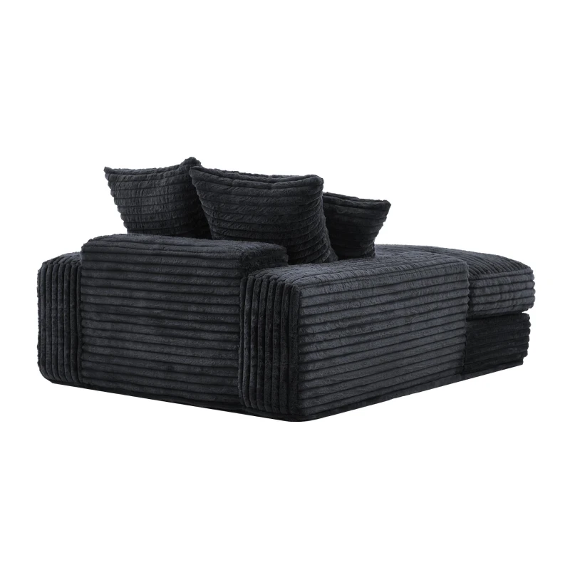 Luxus Cord Sofa mit 4 Kissen, multifunktionales Schlafsofa, keine Montage, 175 x 137 x 63 cm, Grau