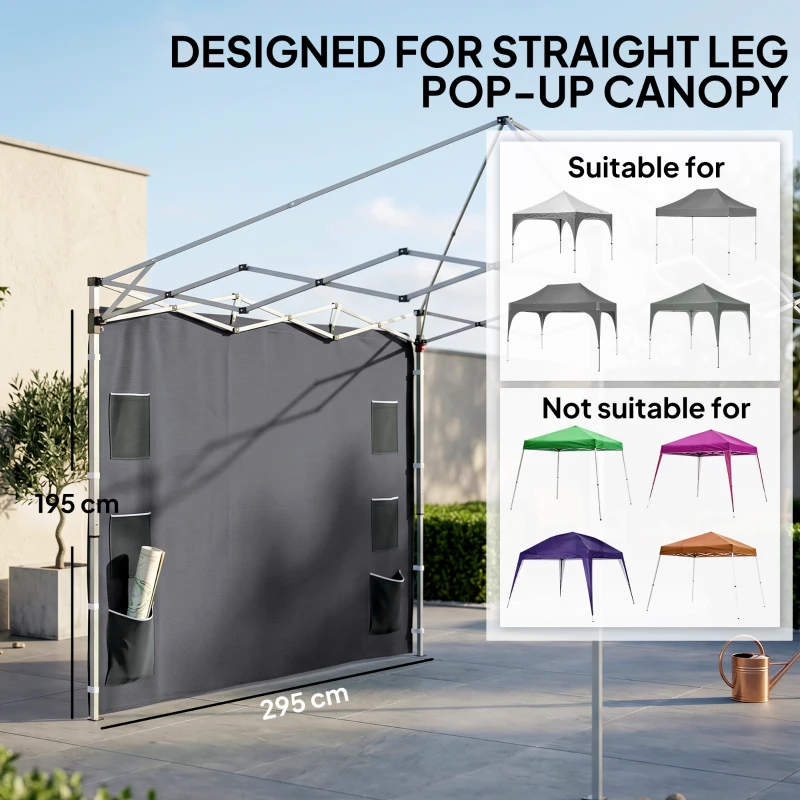 Outsunny 195 x 295cm Replacement Gazebo Sidewall - Grey