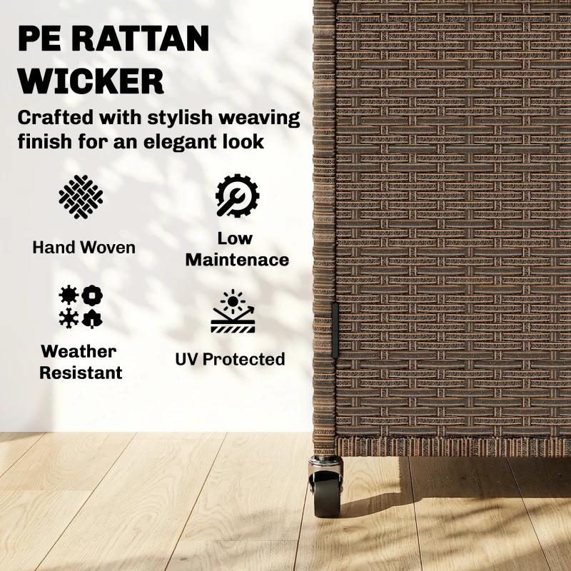 Outsunny Wózek serwisowy Rattanowy wózek kuchenny z FSC certyfikowaną powierzchnią eukaliptusową, półką, kółkami i uchwytem bocznym 95 x 54 x 84 cm