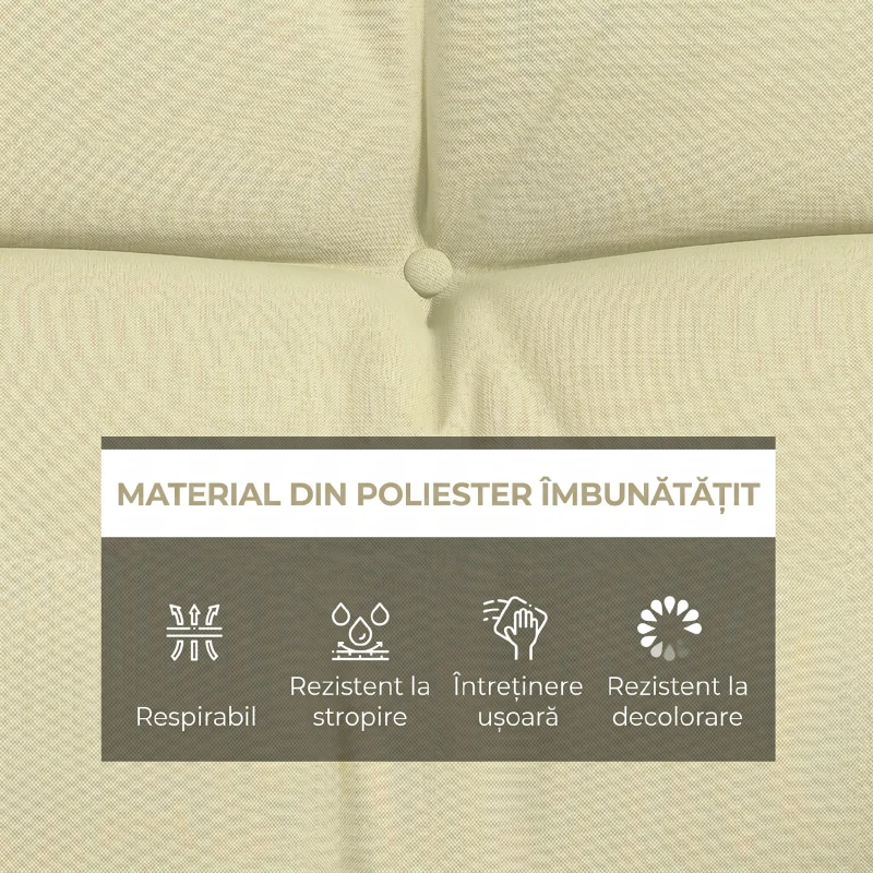 Outsunny Set 4 Perne de Grădină pentru Ședere și Spate cu Umplutură, din Poliester, Crem