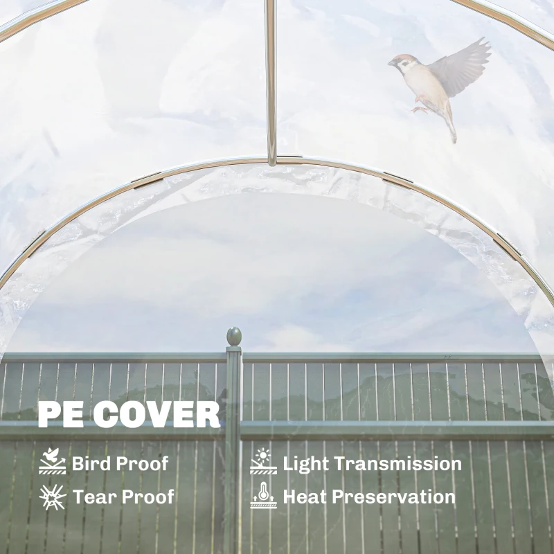 Outsunny Polytunnel Greenhouse Walk-in Grow House with PE Cover, Door and Galvanised Steel Frame, 3 x 2 x 2m, Clear