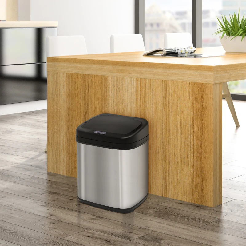 HOMCOM Sensor Mülleimer 20L Edelstahl Automatischer Mülleimer mit Bewegungssensor, Inneneimer 33 x 25 x 42,5 cm Silber+Schwarz