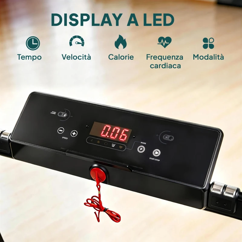 SPORTNOW Tapis Roulant Pieghevole 1-10 km/h con Controllo Gestuale e Inclinazione, Azzurro