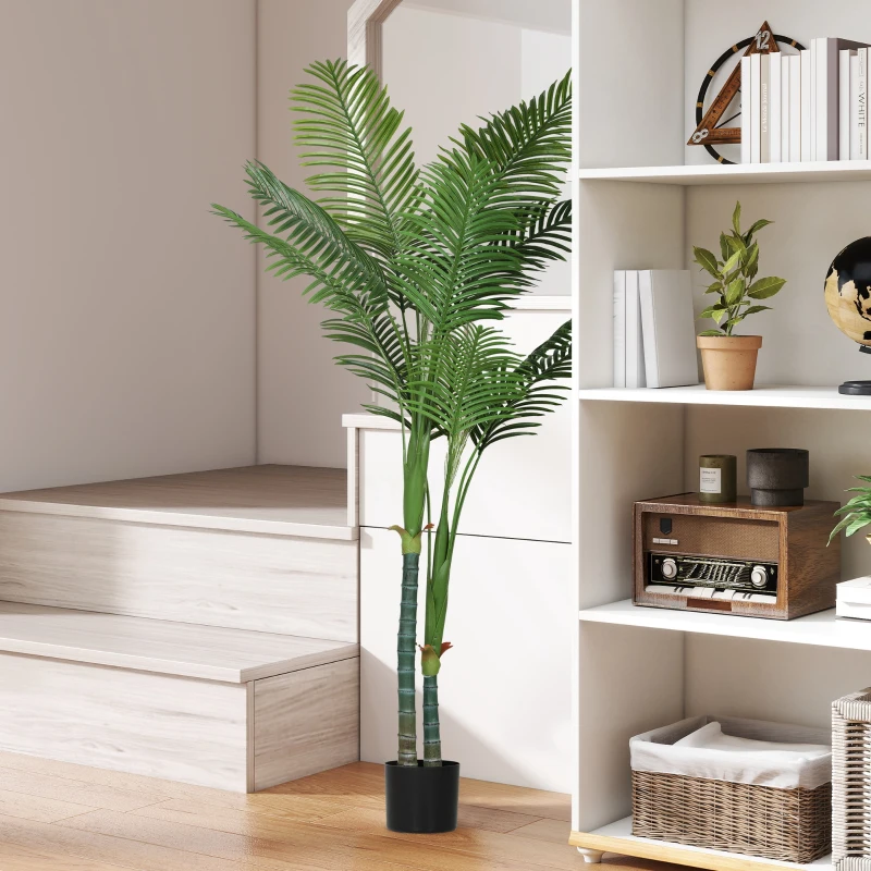 HOMCOM Plante artificielle intérieure 180 cm, palmier Areca arbre artificiel avec pot en plastique et flocage, vert
