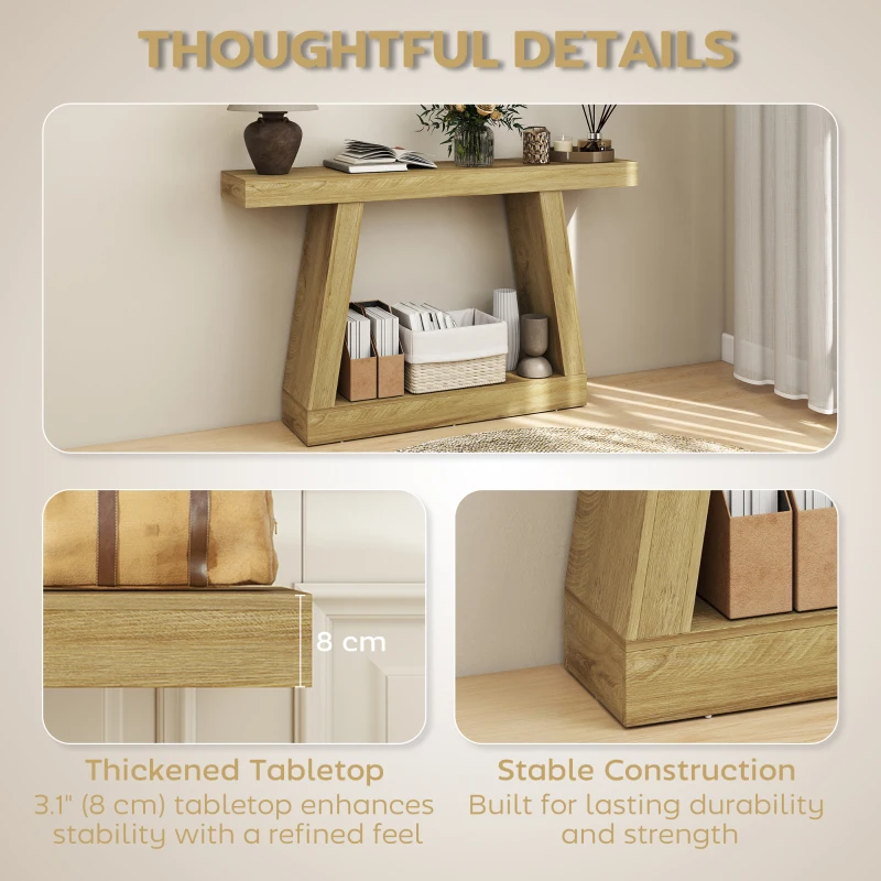 HOMCOM Tavolo Consolle 140 cm, Retro Divano con Contenitore, Rovere.