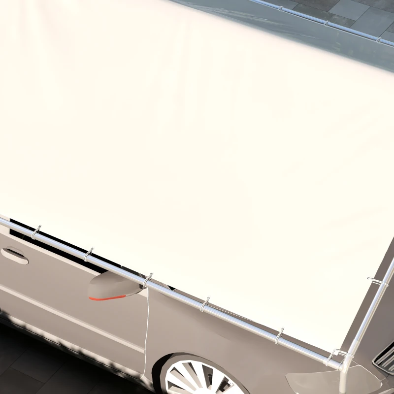 Outsunny Copertura di Ricambio 6x3 m in PE Bianco Anti-UV per Carport Auto con Corde Elastiche