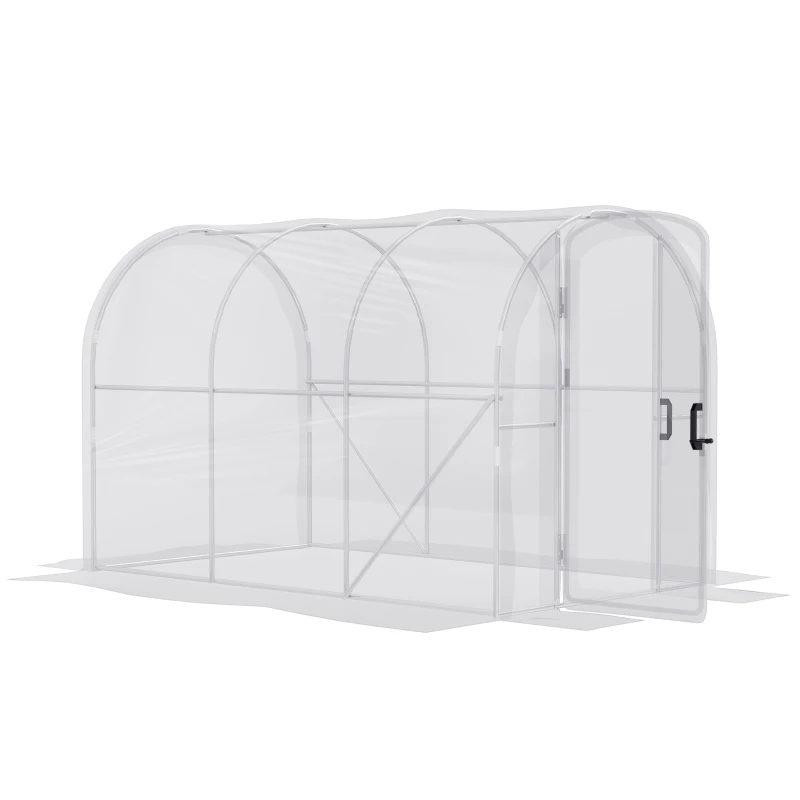 Outsunny Polytunnel Greenhouse Walk-in Grow House with PE Cover, Door and Galvanised Steel Frame, 3 x 2 x 2m, Clear