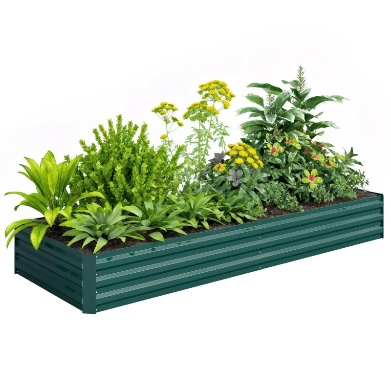 Outsunny Podwyższone łóżko ogrodowe ze stali, otwarte dno, łatwy montaż, 95D x 90,5S x 29,8W cm, Zielony