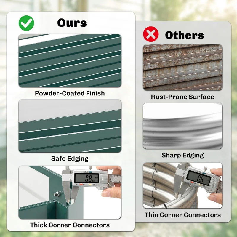 Outsunny Letto per Orto Rialzato in Metallo da Esterno, Portapiante per Fiori ed Erbe, 241x90,5x30cm