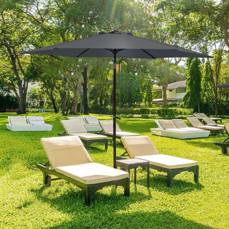 Sonnenschirm Ø 270 cm, knickbar & beidseitig neigbar, 270x270x234 cm, Dunkelgrau