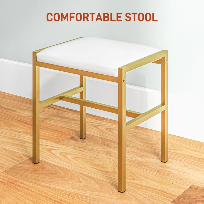 HOMCOM Dressing Table Set, with Storage and Stool - White