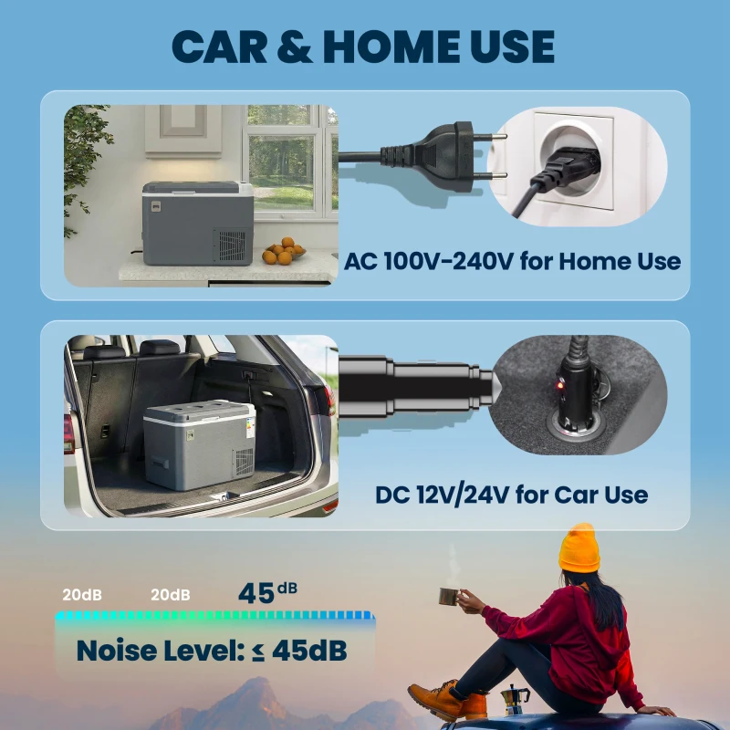 Outsunny Nevera Portátil Eléctrica 25L con Compresor Control por App Pantalla LED Asa Modos ECO y MAX de -20℃ a +20 ℃ Gris