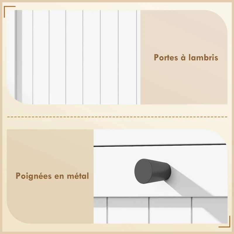 HOMCOM Meuble à chaussures 20 paires, armoire à chaussures étroite avec 4 tiroirs rabattables, 2 compartiments, blanc