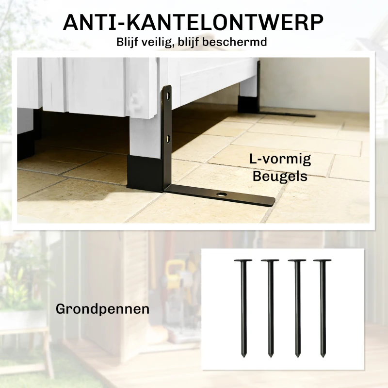 Outsunny Tuinkast Hout Extra Hoge Tuinschuur met Verstelbare Planken Magnetische Deur Gegalvaniseerd Dak Ventilatie