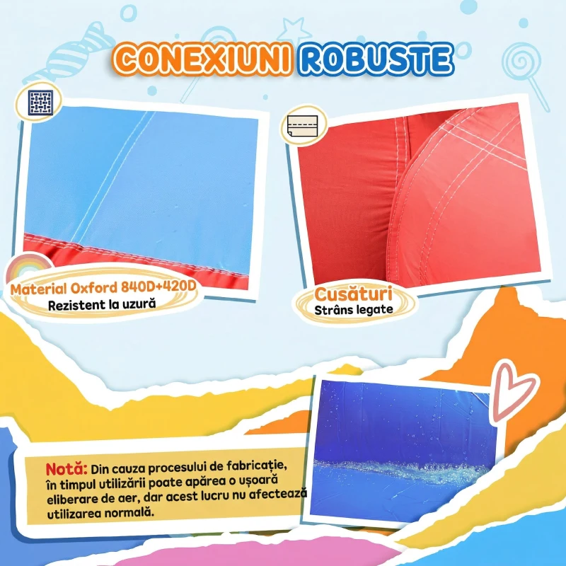 Outsunny Castel Gonflabil 4 in 1 pentru Copii de la 3 la 8 ani cu Tobogan, Trambulina, Piscina si Pompa inclusa, 265x260x200cm