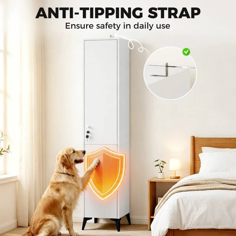 HOMCOM Armoire chambre étroite penderie avec porte, tringle et étagères de rangement, 36 x 40 x 180 cm, blanc