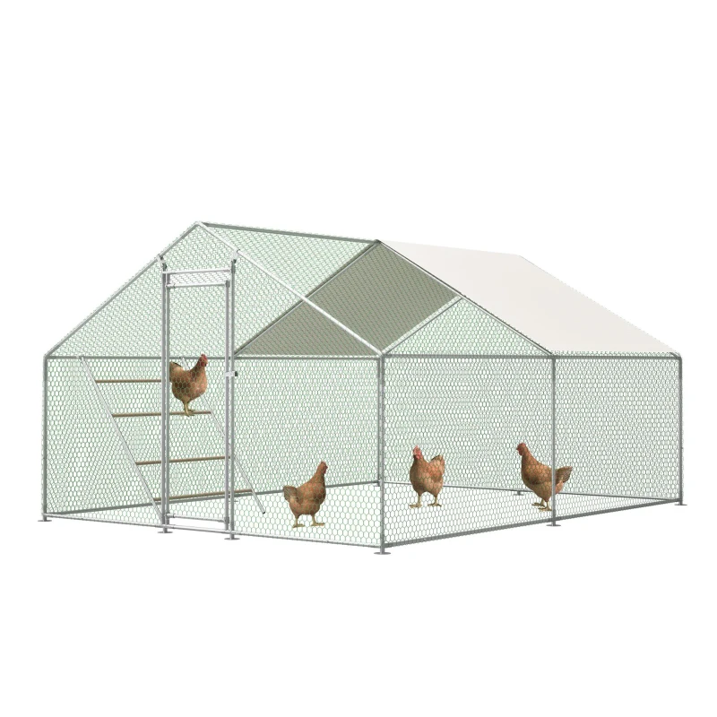 Hühnerstall mit Sitzleiter, 303x400x200 cm, Grau