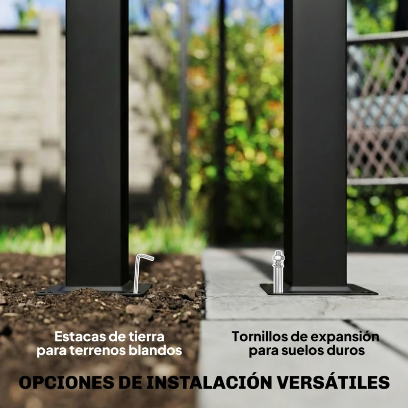 Outsunny Pérgola de Jardín 6x3 m Gazebo con Techo Retráctil de Poliéster Resistente a los Rayos UV Gris Oscuro