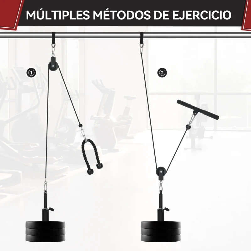 SPORTNOW Sistema de Polea de Cable de Peso para Gimnasio para Tracción LAT Rizo de Bíceps Tríceps Brazo Hombros y Espalda