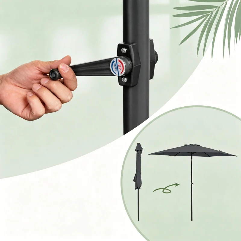 Sonnenschirm Ø 270 cm, knickbar & beidseitig neigbar, 270x270x234 cm, Dunkelgrau