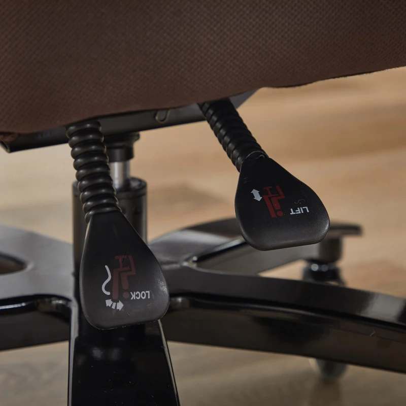 Chefsessel mit Massage- und Heizfunktion, Ergonomischer Bürostuhl mit Kunst-Leder, ausziehbare Fußstütze, 88 x 70 x 112,5 cm, Braun