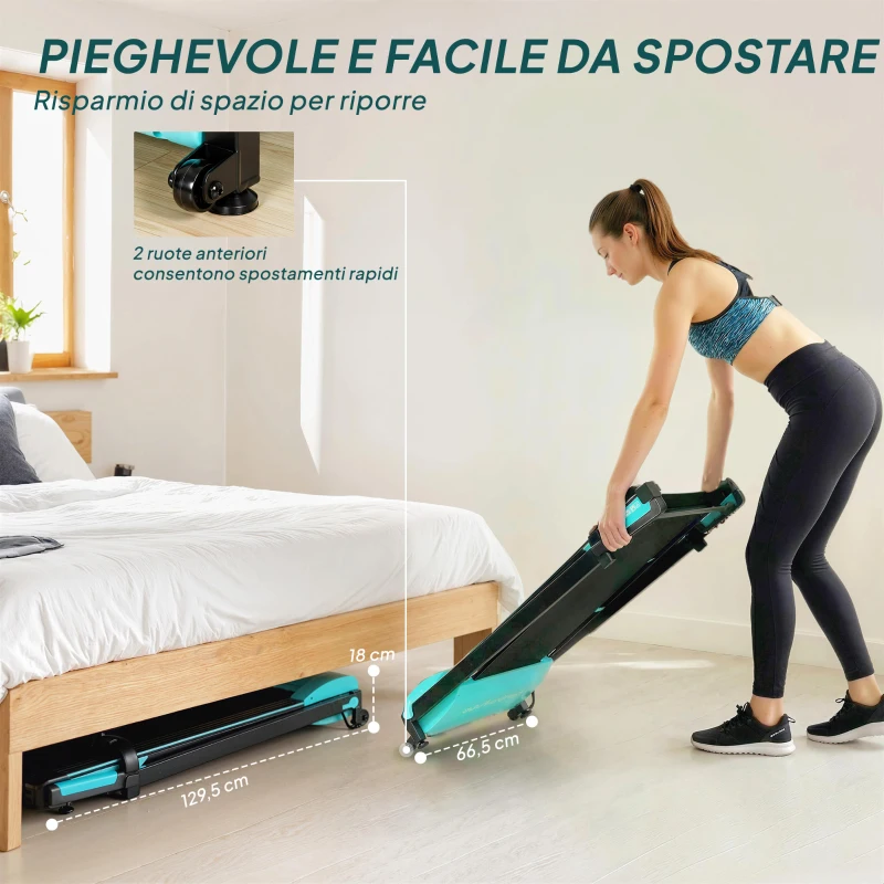 SPORTNOW Tapis Roulant Pieghevole 1-10 km/h con Controllo Gestuale e Inclinazione, Azzurro