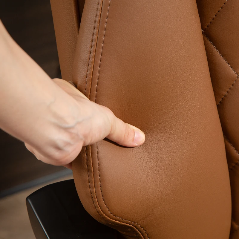 HOMCOM Spring Padded Faux Leather Office Chair with Super Padded, Reclining Office Chair - Light Brown