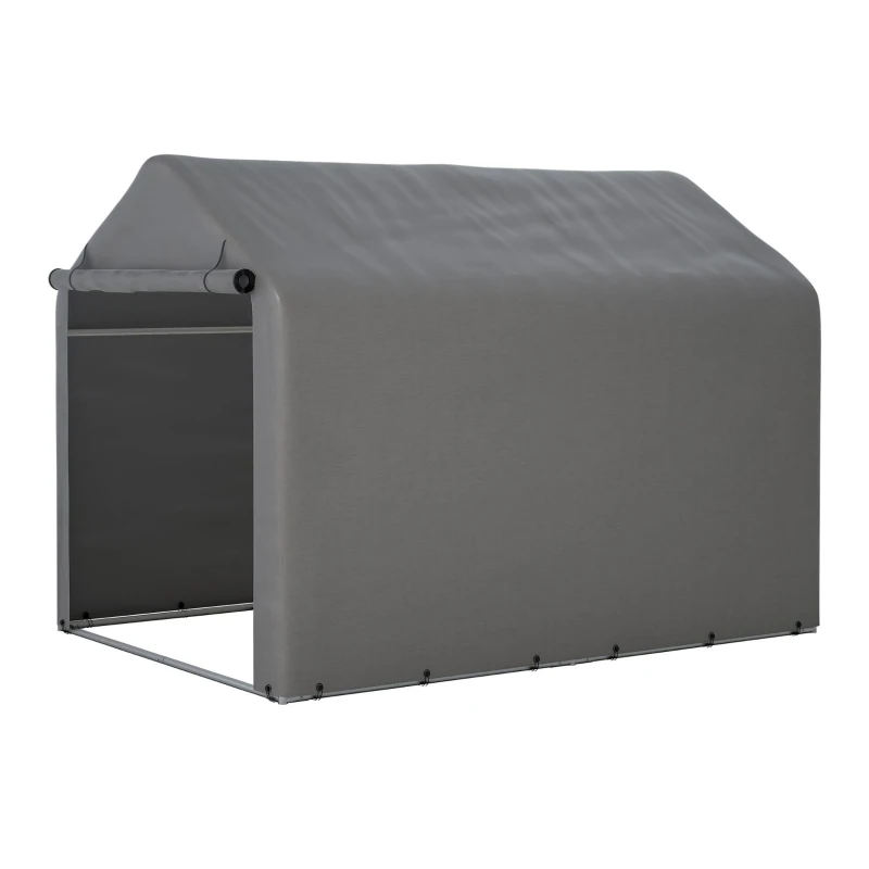 Fahrradgarage mit wasserdichter PE-Plane, Werkzeugschuppen, 160x220x165 cm, Grau