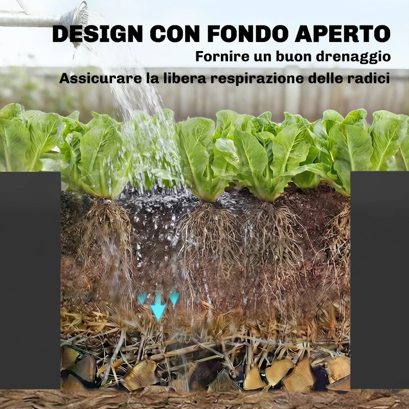 Outsunny Letto Rialzato da Giardino in Acciaio, con Divisore, Angoli Rinforzati e Bordo Sicuro, Fondo Aperto, Nero