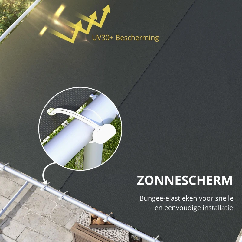 Outsunny Mobiele Paviljoen met Wielen, Inclusief Zandzakken, Metalen Frame, 3x3m, Grijs
